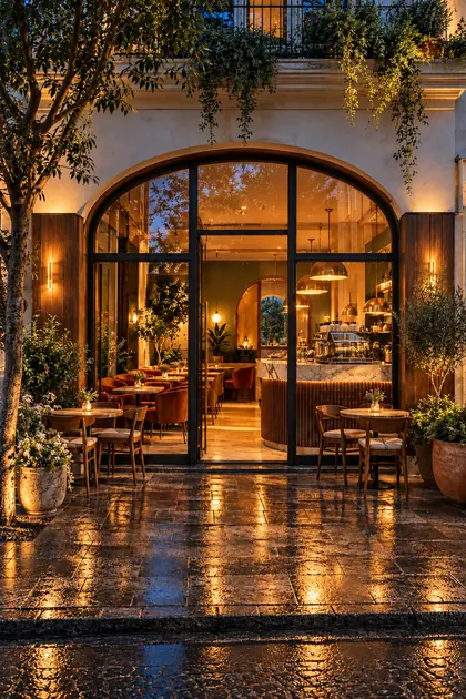 Akşam ışığında kafe